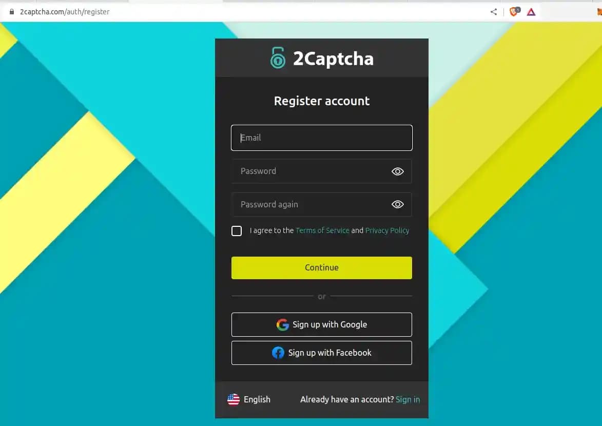 2Captcha captcha solver sign up